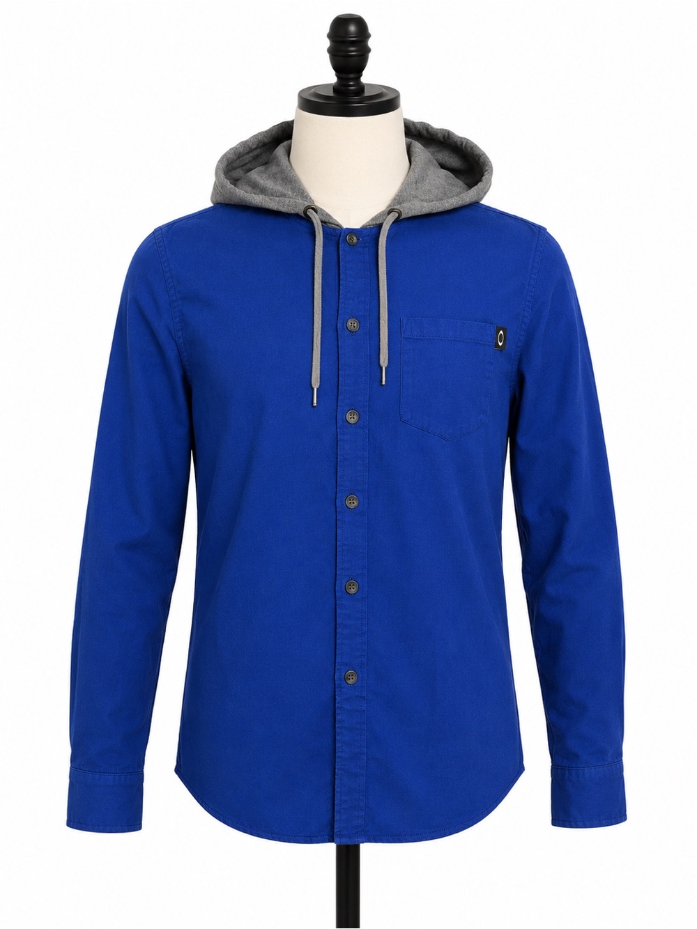 Oakley Hooded Button-Up Shirt Blue Gray Long Sleeve Men’s Medium M